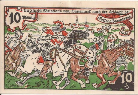 Реверс банкноты 10 fenigów Volksbank (Niemcy) 1920