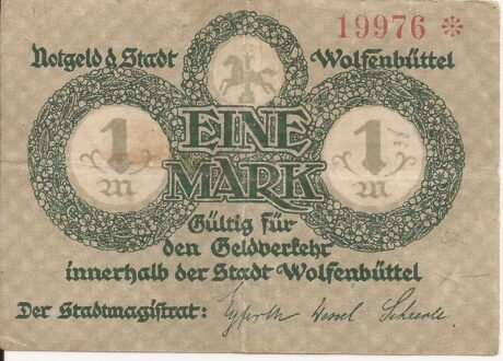 Аверс банкноты 1 marka (Niemcy) 1918