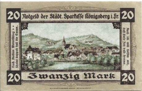 Реверс банкноты 20 marek (Niemcy) 1918