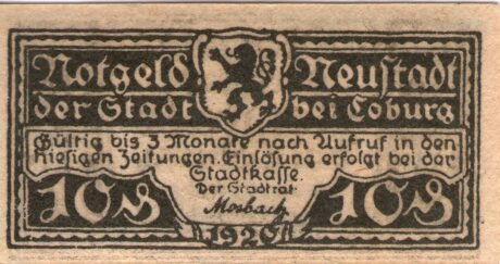 Аверс банкноты 10 fenigów (Niemcy) 1920