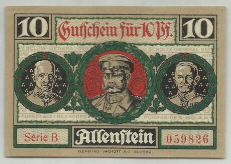 Реверс банкноты 10 fenigów (Niemcy) 1921