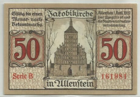 Реверс банкноты 50 fenigów (Niemcy) 1921