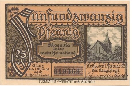 Реверс банкноты 25 fenigów (Niemcy) 1921