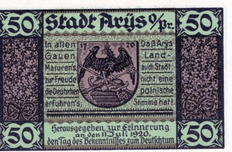 Аверс банкноты 50 fenigów (Niemcy) 1920