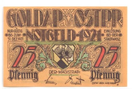 Аверс банкноты 25 fenigów (Niemcy) 1921