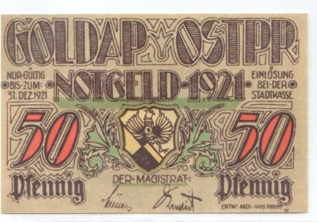 Аверс банкноты 50 fenigów (Niemcy) 1921