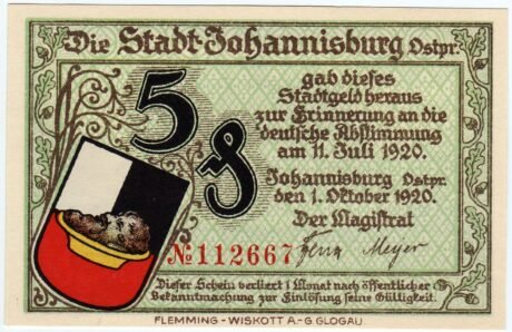 Аверс банкноты 5 fenigów (Niemcy) 1920