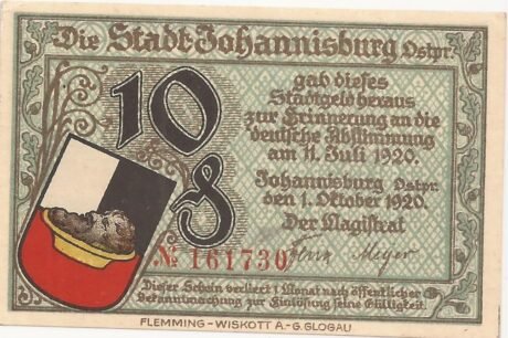 Аверс банкноты 10 fenigów (Niemcy) 1920