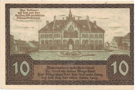 Реверс банкноты 10 fenigów (Niemcy) 1920