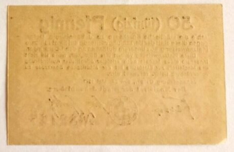 Реверс банкноты 50 fenigów (Niemcy) 1917