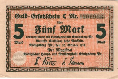 Аверс банкноты 5 marek (Niemcy) 1918