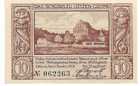 Реверс банкноты 10 fenigów (Niemcy) 1921