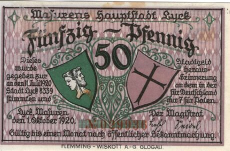 Аверс банкноты 50 fenigów (Niemcy) 1920