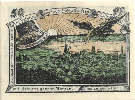 Реверс банкноты 50 fenigów (Niemcy)