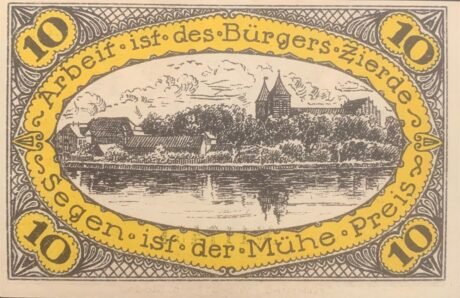 Реверс банкноты 10 fenigów (Niemcy) 1920