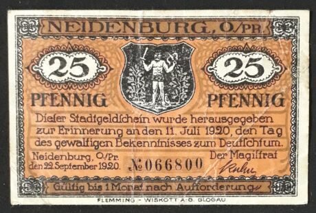 Аверс банкноты 25 fenigów (Niemcy) 1920