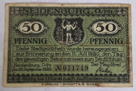 Аверс банкноты 50 fenigów (Niemcy) 1920