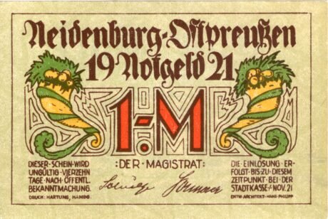 Аверс банкноты 1 marka (Niemcy) 1921