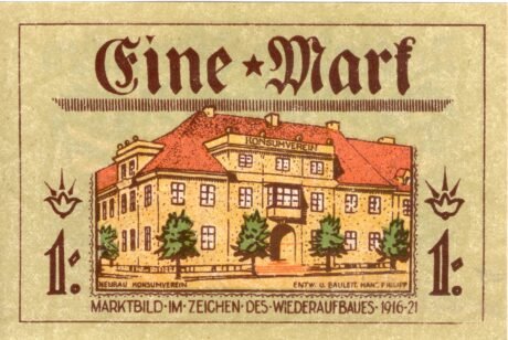 Реверс банкноты 1 marka (Niemcy) 1921