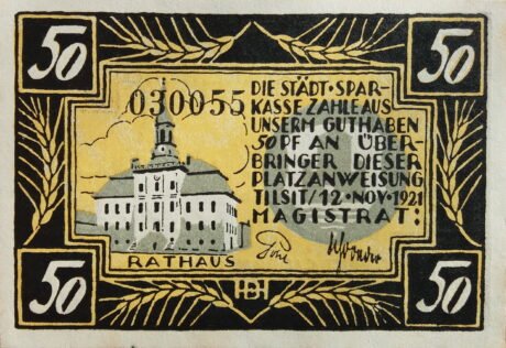 Аверс банкноты 50 fenigów (Niemcy) 1921