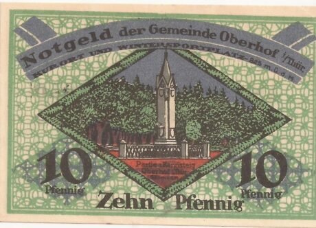 Реверс банкноты 10 fenigów (Niemcy) 1919