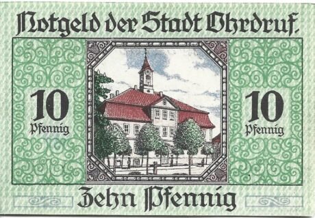 Реверс банкноты 10 fenigów (Niemcy) 1919