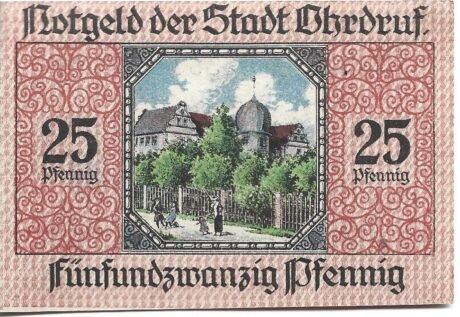 Реверс банкноты 25 fenigów (Niemcy) 1919