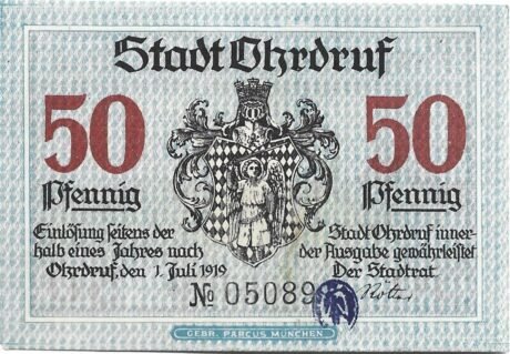 Аверс банкноты 50 fenigów (Niemcy) 1919