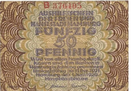 Аверс банкноты 50 пфеннигов (Германия) 1920 года