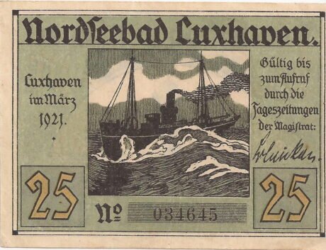 Аверс банкноты 25 fenigów (Niemcy) 1921