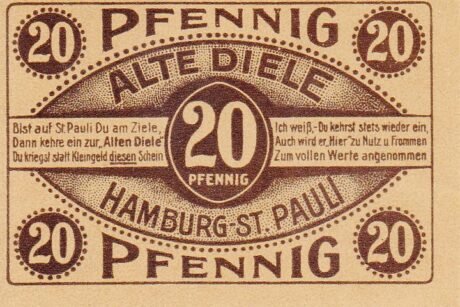 Аверс банкноты 20 fenigów Alte Diele (Niemcy) 1921