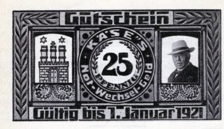 Аверс банкноты 25 пфеннигов H. Käse (Германия)