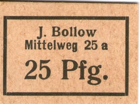 Аверс банкноты 25 fenigów J. Bollow (Niemcy)