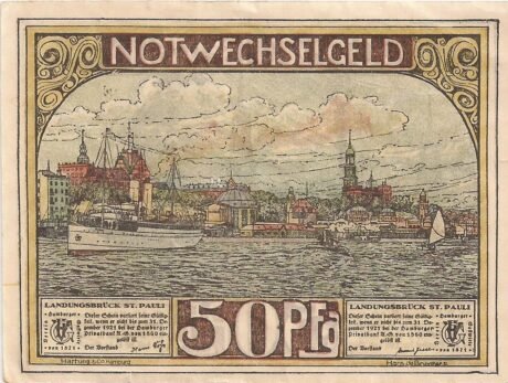 Аверс банкноты 50 fenigów Verein Hamburger Gastwirte (Niemcy) 1921