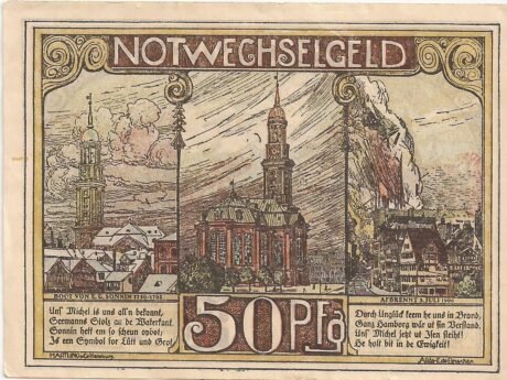 Реверс банкноты 50 fenigów Verein Hamburger Gastwirte (Niemcy) 1921