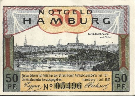 Аверс банкноты 50 fenigów (Niemcy) 1921