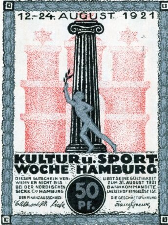 Аверс банкноты 50 fenigów Kultur und Sportwoche Hamburg (Niemcy) 1921