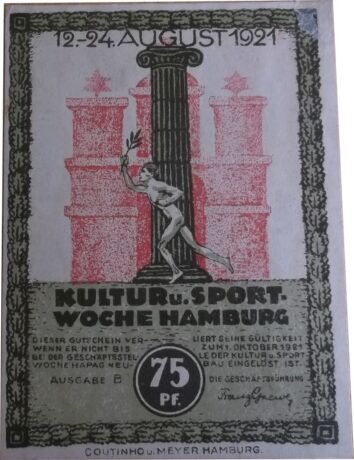 Аверс банкноты 75 пфеннигов Kultur und Sportwoche Hamburg (Германия) 1921 года