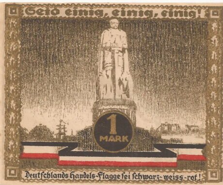 Реверс банкноты 1 znaczek Kultur und Sportwoche Hamburg (Niemcy) 1921