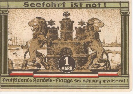Реверс банкноты 1 znaczek Kultur und Sportwoche Hamburg (Niemcy) 1921
