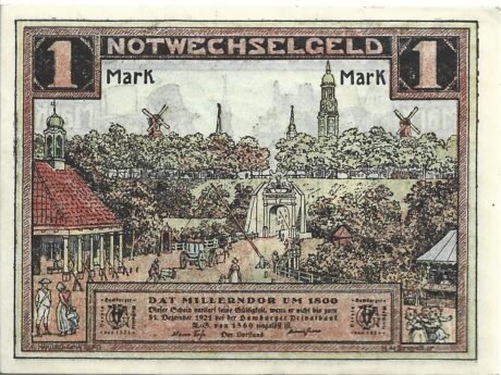 Аверс банкноты 1 sygn. Verein Hamburger Gastwirte (Niemcy) 1921