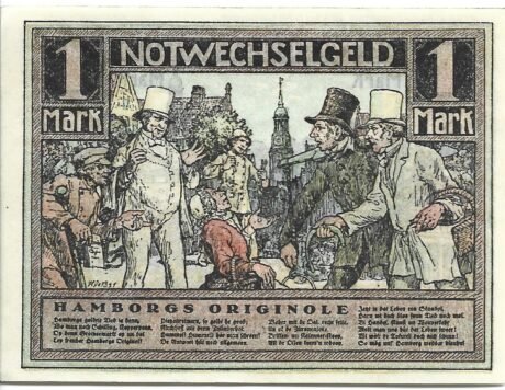 Реверс банкноты 1 sygn. Verein Hamburger Gastwirte (Niemcy) 1921