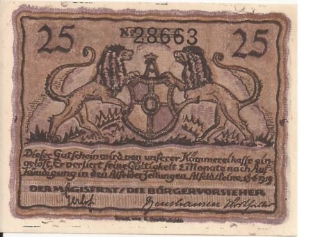 Аверс банкноты 25 fenigów (Niemcy) 1919