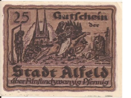 Реверс банкноты 25 fenigów (Niemcy) 1919