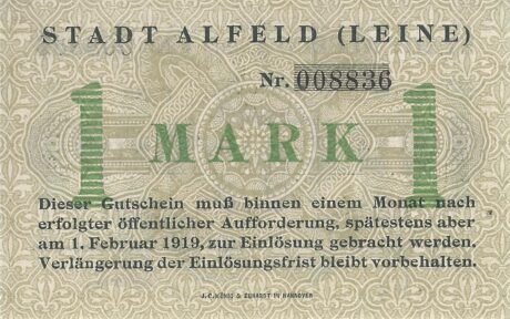 Реверс банкноты 1 marka (Niemcy) 1918