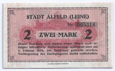 Реверс банкноты 2 марки (Германия) 1918 года