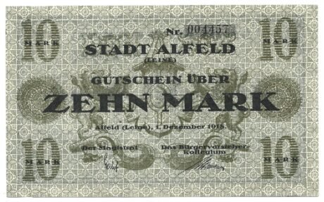 Аверс банкноты 10 marek (Niemcy) 1918