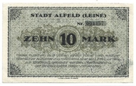 Реверс банкноты 10 marek (Niemcy) 1918