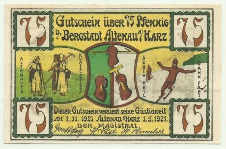 Аверс банкноты 75 пфеннигов (Германия) 1921 года