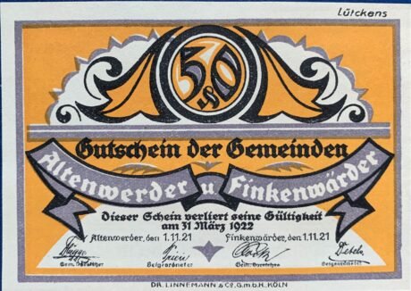 Аверс банкноты 50 пфеннигов (Германия) 1921 года